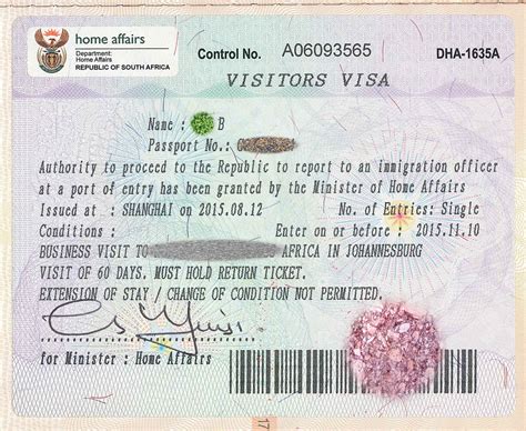 south africa tourist visa fees